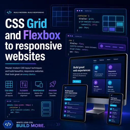 Free Course Image CSS Grid and Flexbox to responsive websites