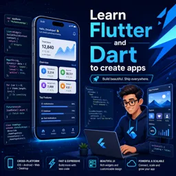 Free Course Image Learn Flutter and Dart to create apps