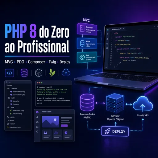 Imagem do Curso gratuito PHP 8 do Zero ao Profissional (MVC, PDO, Composer, Twig e Deploy)