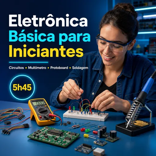 Imagem do Curso gratuito Eletrônica Básica para Iniciantes (Circuitos, Multímetro, Protoboard e Soldagem)