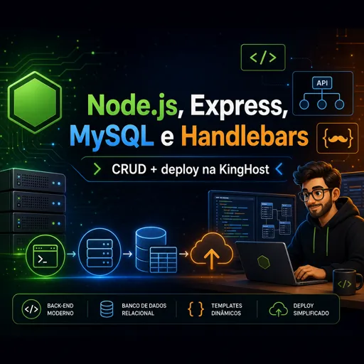 Imagem do Curso gratuito Node.js, Express, MySQL e Handlebars (CRUD   deploy na KingHost)