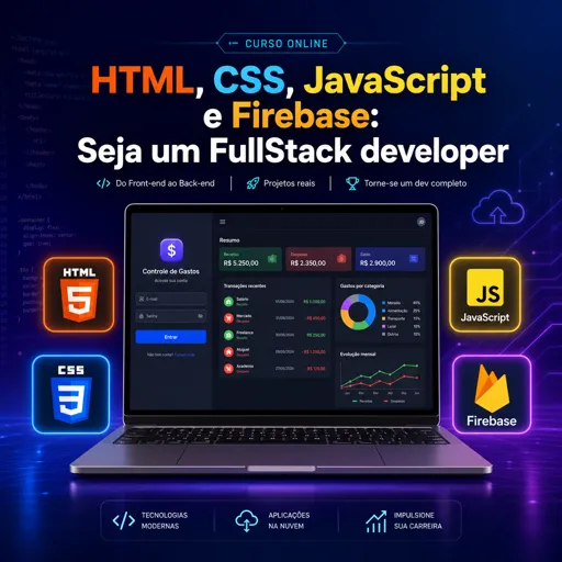 Imagem do Curso gratuito HTML, CSS, JavaScript e Firebase: Seja um FullStack developer