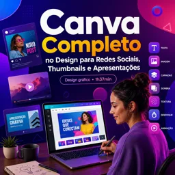 Imagem do Curso gratuito Canva Completo no Design para Redes Sociais, Thumbnails e Apresentações