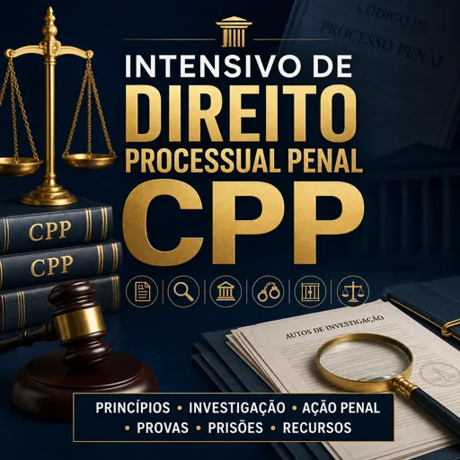 Imagem do Curso gratuito Intensivo de Direito Processual Penal CPP: Princípios, Investigação, Ação Penal, Provas, Prisões e Recursos