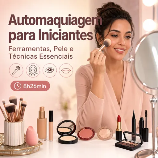 Imagem do Curso gratuito Automaquiagem para Iniciantes: Ferramentas, Pele e Técnicas Essenciais