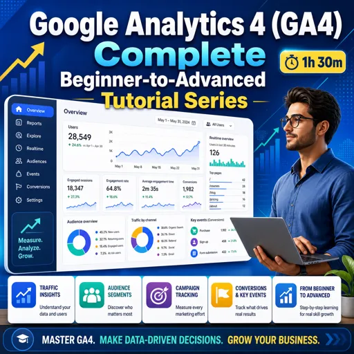 Free Course Image Google Analytics 4 (GA4) Complete Beginner-to-Advanced Tutorial Series