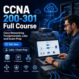 Free Course Image CCNA 200-301 Full Course: Cisco Networking Fundamentals, Labs and Exam Prep