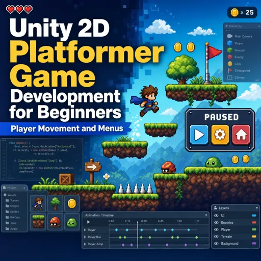 Free Course Image Unity 2D Platformer Game Development for Beginners (Player Movement and Menus)