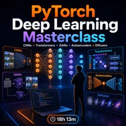 Free Course Image PyTorch Deep Learning Masterclass: CNNs, Transformers, GANs, Autoencoders and Diffusion