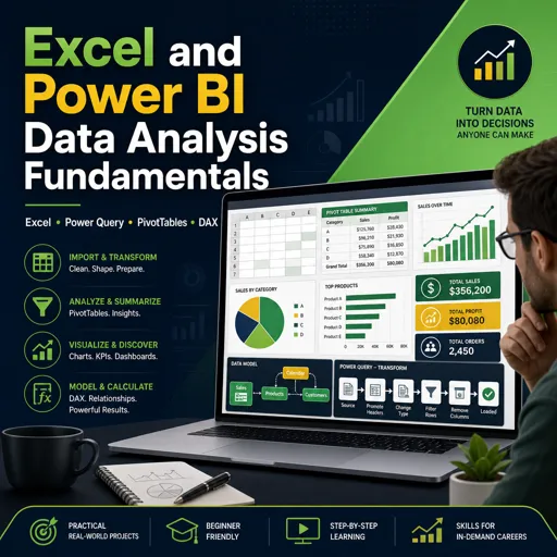 Free Course Image Excel and Power BI Data Analysis Fundamentals (Excel, Power Query, PivotTables, DAX)