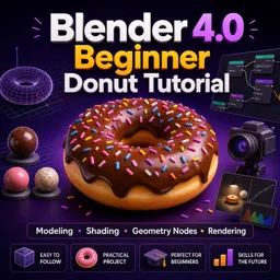 Free Course Image Blender 4.0 Beginner Donut Tutorial: Modeling, Shading, Geometry Nodes and Rendering