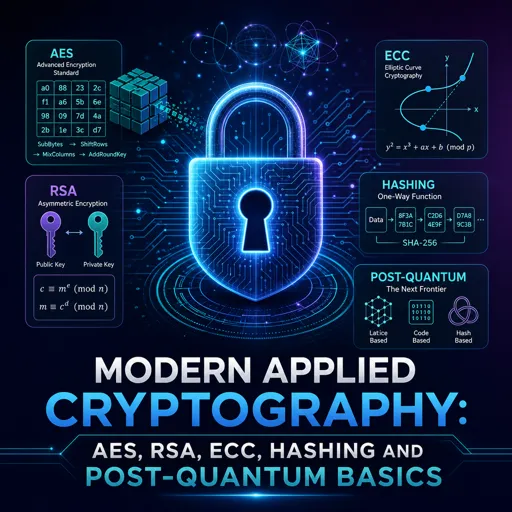 Free Course Image Modern Applied Cryptography: AES, RSA, ECC, Hashing and Post-Quantum Basics