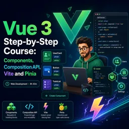 Free Course Image Vue 3 Step-by-Step Course: Components, Composition API, Vite and Pinia