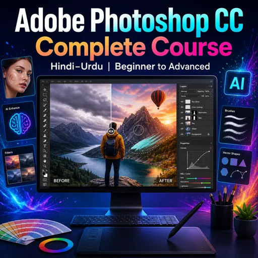 मुफ्त कोर्स की इमेज Adobe Photoshop CC Complete Course in Hindi-Urdu Beginner to Advanced