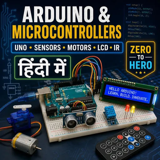 मुफ्त कोर्स की इमेज Arduino and Microcontrollers Masterclass - UNO, Sensors, Motors, LCD, IR