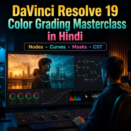 मुफ्त कोर्स की इमेज DaVinci Resolve 19 Color Grading Masterclass in Hindi) - Nodes, Curves, Masks, CST and Workflow