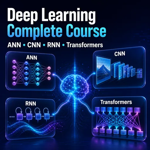 मुफ्त कोर्स की इमेज Deep Learning Complete Course: ANN, CNN, RNN and Transformers