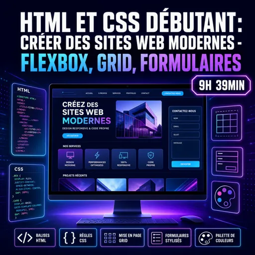 Image de cours gratuite HTML et CSS Débutant : Créer des Sites Web Modernes - Flexbox, Grid, Formulaires
