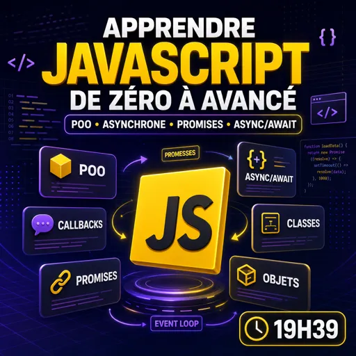 Image de cours gratuite Apprendre JavaScript de zéro à avancé (POO, Asynchrone, Promises, Async/Await)
